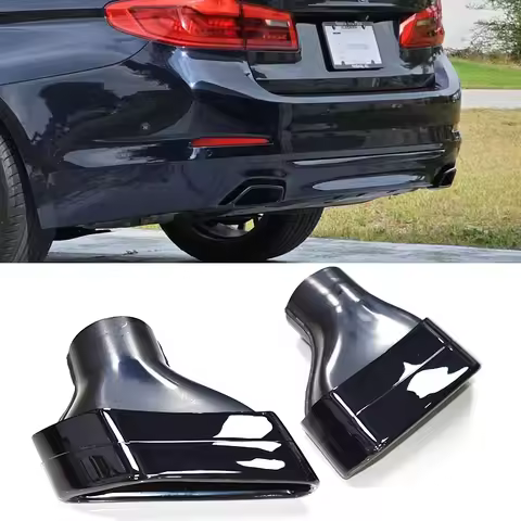 Black Square Muffler Tip Tailpipe Direct Fit For BMW G30 G31 5 Series 530i 540i 2019-2023 Exhaust Up