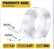 全能納米無痕可水洗透明雙面強力黏性膠帶 3公分 X 3米 amsckp Universal Function Traceless Washable Nano Transparent Sticky Ta