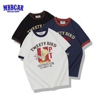 Nhãn Hiệu MBBCAR 2023 Nam Mới Mùa Hè Sợi Kaki Ami In Hình Vịt Con Hoạt Hình Cổ Điển Retro Áo Phông N