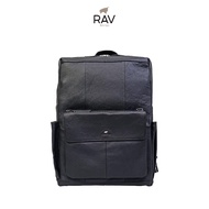 RAV DESIGN Men's 2-in-1 Backpack & Sling Bag / Genuine Leather / Black & Olive / RVC536-G1-55790