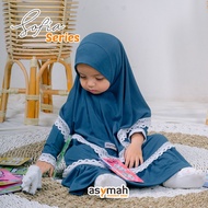 pakaian muslimah balita 2-3 thn warna coklat -setelan gamis syari anak - teal nb ( 0-6 bln )