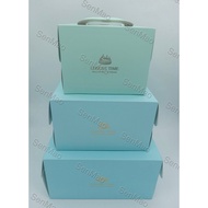 [SG Seller] Cake Box with Base / Baking Packaging Box Leisure Time Blue 6 Inch  8 Inch 10 Inch