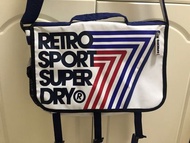 Retro sport superdry 白藍拼色斜揹袋 單肩背包 學生袋 男
