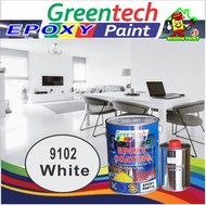 9102 WHITE ( 5L GREENTECH EPOXY PAINT ) Cat Lantai ( 4Liter Paint + 1Liter Hardener ) FLOOR COATING / WP / 5 LITER