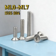 Phillips Flat Head Screw 304 Stainless Steel Countersunk Head Screw M1.0/M1.2/M1.4/M1.6/M1.7 [WDY-G]