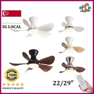 Ceiling Fan With Light Nordic 22/29 Inch Inverter Ceiling Fan With LED Light Bedroom Balcony Mute Re