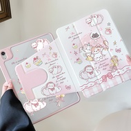 24 Hours Delivery iPad Gen12 Gen11 Air7 11/13 Case Pen Holder Kitten Flower Ribbon Bow 360 Rotating 