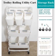 Foldable Trolley Rack Trolley Shelf Kitchen Shelf Movable Storage Cart Kitchen Storage Rack Storage Cart Organizer