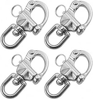 Varku 4Pcs 316 Stainless Steel Swivel Eye Snap Shackle, 2.8 in / 70 mm Quick Release Circle Rotating
