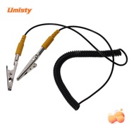 UMISTY Anti-Static ESD Grounding Cable, Black 2mm Coiled Cord, 180cm / 71" PU,Metal Male-to-Female w