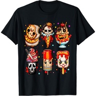Amber's Kids and Adults 24s Unisex Horror Movies Summer Popsicle Halloween Ice Cream Summerween T-Sh