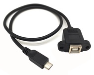 Micro USB 5Pin Male to USB Type B Female Panel Mount Printer Cable, with Screws Holes for MacBook Pr
