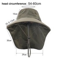 ；。‘【； Summer Sun Hat Men Women Cotton Boonie Hat With Neck Flap Outdoor UV Protection Large Wide Brim Hiking Fishing Safari Bucket Hat