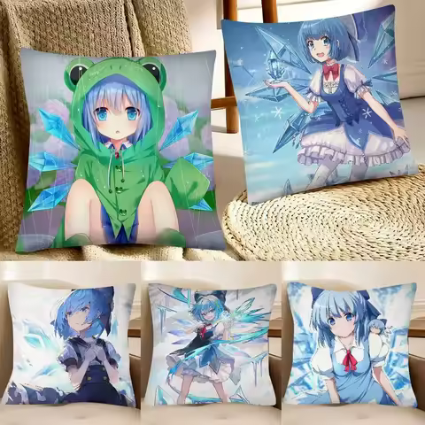 Touhou Project Cirno Cute Girl Pillow Case Square Pillow Bedroom Sofa Leisure Comfort Cushion Car Ho