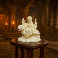 Painted White Durga Maa Statue Goddess Maa Durga on Tiger Idol