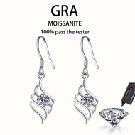 【 GRA Certificate Attached 】 1CT Moissanite Earrings, Angel Wings Earrings S925 Pure Silver Platinum