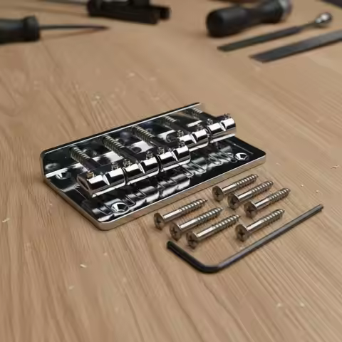5-String Bass Bridge Long-Lasting Metal Construction Five-String Bass Bridge Easy to Install CNC Mac