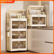 Salvo Dish Rack With Cover Foldable Cutlery Drainer Kitchen Storage Dish Drainer Rack Stackable Cutl