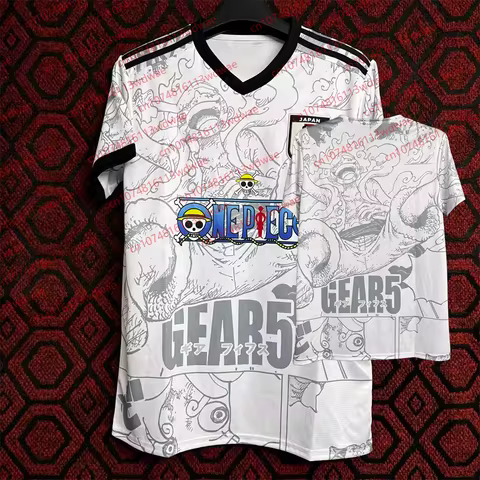 Japanese Anime One Piece Luffy Gear 5 Short Sleeve Jersey Unisex Japan Football Jersey Summer Loose 
