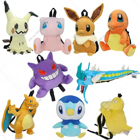 11 Styles Pokemon Plush Backpack Mimikyu Eevee Gengar Charizard Gyarados Psyduck Backpack Gifts for 