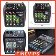 [Finevips] 4 Channels Audio Mixer USB Digital Mixer for DJ Mixing Party Small Stage