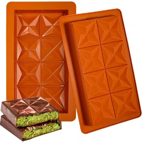 Chocolate Bar Mold Food Grade Silicone Deep Dubai Chocolate Bar Mold for Pistachio, Candy, Break Apa