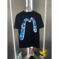 2026 Baru EVISU Uniseks Bercetak T-Shirt Longgar T-Shirt Lengan Pendek Atasan Kasual T-Shirt Baju As