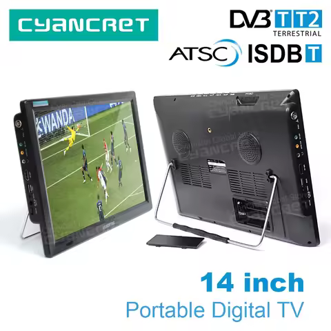 LEADSTAR D14 14" Portable TV DVB-T2 TDT ATSC ISDB-T Analog Mini Small Car Television Without Battery