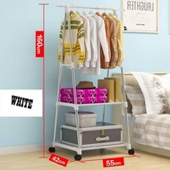 Moveable Wardrobe Storage Rack Cabinet Clothes Bedroom Wardrobe Cabinet Rack Rak Baju 衣橱收纳柜架子