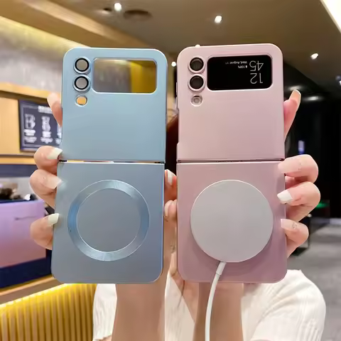 For Samsung Galaxy Z Flip4 Flip7 Luxury Magnetic Case for Samsung Z Flip 4 5 3 6 7 Zflip5 Wireless C