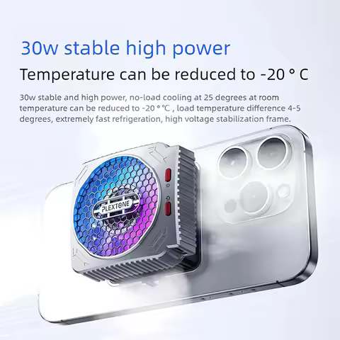 Plextone MX2 27W Magnetic Semiconductor Cooler 3 Temperature Setting 9-Blade Silent Fan RGB Gaming B
