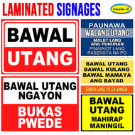 Customized Signages and Materials Bawal utang Laminated A4 Size Bond Paper 3 Pcs Min.