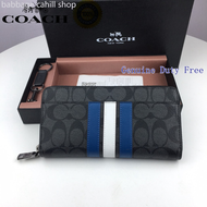 Coach long wallet men fashion striped zipper wallet large capacity minimum discount 26070 in stock
