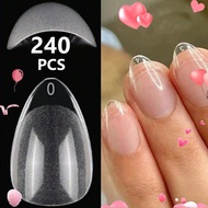 240pcs Half Cover Almond Pre-filed Nail Tips Half Matte XS Press on Fake Nail Extension for Small Ti