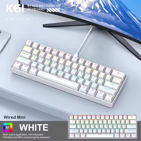 K61 60% Mechanical Keyboard Wired RGB, 61 Keys Mini Gaming Keyboard, Phantom RGB, Red/Blue Switch, E