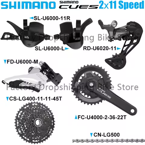 SHIMANO CUES U6000 2X11 Speed Derailleur Groupset 170mm 36-22T Crankset LG400 11-45T Cassette LG500 
