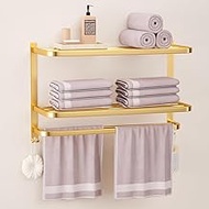 DDS-DUDES 3-Tier Gold Towel Racks for Bathroom with Towel Bars Multilayer Hotel Towel Shelf Stainles