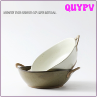 QUYPV เครื่องใช้สำหรับโต๊ะอาหารที่ใช้ในครัวพร้อมที่จับชามก๋วยเตี๋ยวในครัวเรือนชามเซรามิกเตาอบไมโครเวฟชามพาสต้าอบสลัด APITV