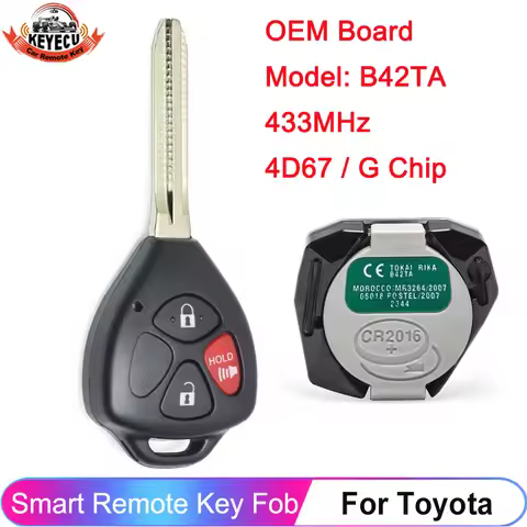 KEYECU 3 Buttons B42TA 433MHz 4D67/G Chip For Toyota Hilux Vigo 4Runner Fortuner 2003 2004 2005 2006