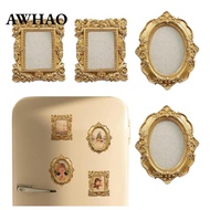 [AWHAO] 4 Mini Photo Frames for Refrigerator, Wall Decoration, Vintage, Oval And Rectangular Shapes,