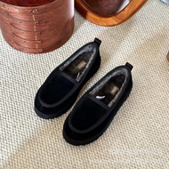 รองเท้าผู้หญิงลำลองรองเท้ามีปุ่มขนสัตว์สำหรับผู้หญิงรองเท้า Lefu LOUTISUGG2023รองเท้าผ้าฝ้าย LOUTI U