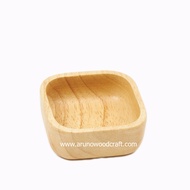 SQUARE RUBBER WOOD Dipping SAUCE Cup W 3 x L 3 BOWL 3 x 3