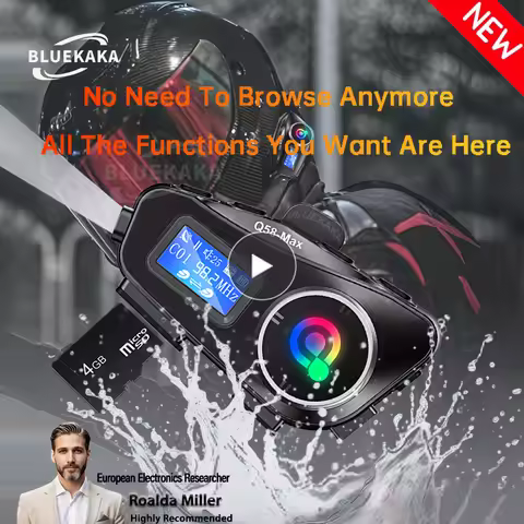 Q58 Max Motorcycle Intercom Headset Helmet Waterproof 300M BT Wireless intercommunicator For2 Riders