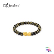 MJ Jewellery THE Mix Collection 999.9/24K Pure Gold Pixiu 6 Words Mantra Agate Bracelet AGB-PX0.30G