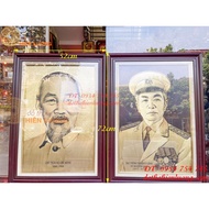 Painting of Uncle Ho and Uncle Giap in scratched bronze DxR: 72x52cm (If you're scratched to create 