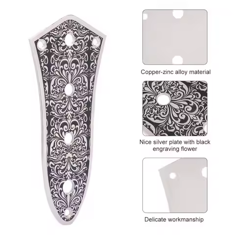 Volume Control Plate Replacement Part for Jazz Bass Guitars Silver Black