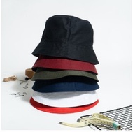 topi bucket pria wanita bucket hat rimba warna polos dewasa - bucket hitam