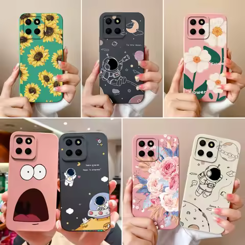 Case For Honor X6 X6S X6A Flower Soft Liquid Silicone Camera Lens Protection Back Cover For Huawei H