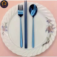 LOVE&amp;HOME Stainless Steel Metal Cutlery Set Spoon Fork Straw Chopstick