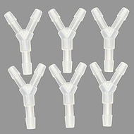 JOMISSLY Transparent PP 3/16" Y Tee 3 Way Hose Connector For Small Water Pipe,Air Hose Splitter For Oxygen Concentrator Tubing,Hose Fittings For Boat Water Air Line Tubing Pipe(Pack of 6)